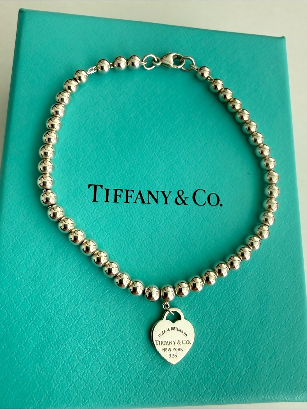 Tiffany & Co. 4mm Beaded Bracelet with PRTT Mini Heart Pen